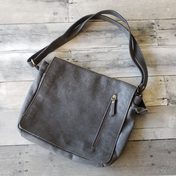 I Medici Firenze Genuine Leather Ash Blue Messenger Bag Crossbody Made In Italy - Picture 1 of 14